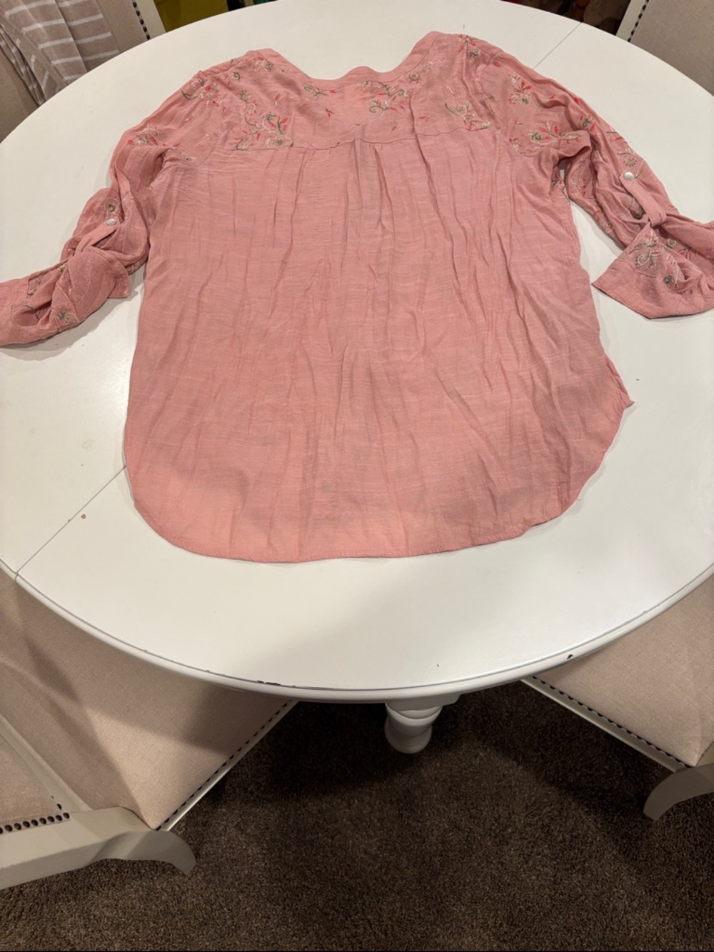 fig and flower Pink Embroidered Button-Down Blouse size 2x - Picture 7 of 7